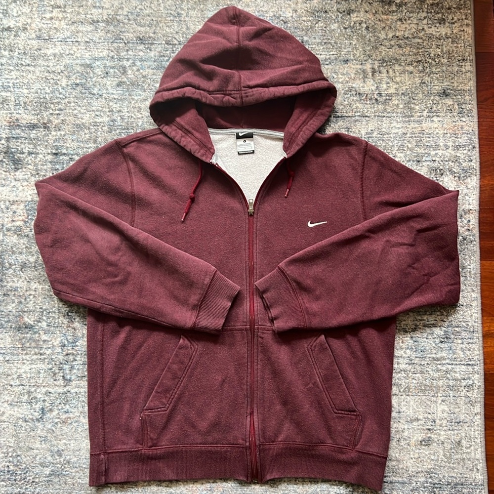 Vintage Maroon Nike zip up hoodie